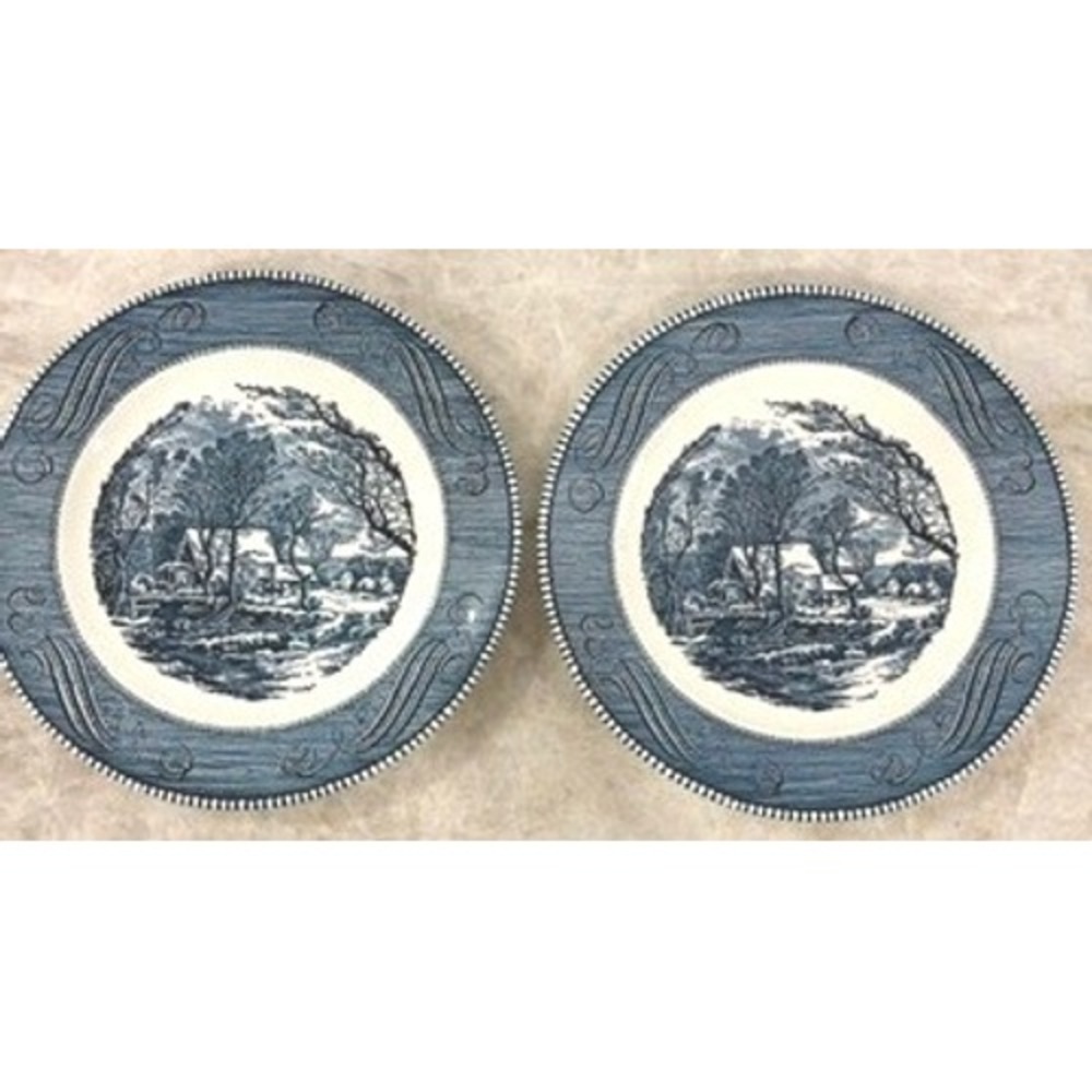 Royal China‎ Currier & Ives "The Old Grist Mill" Dinner Plates – Set of 2